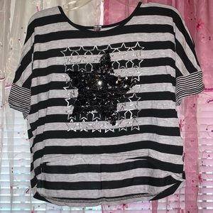 Striped Black and Gray Blouse